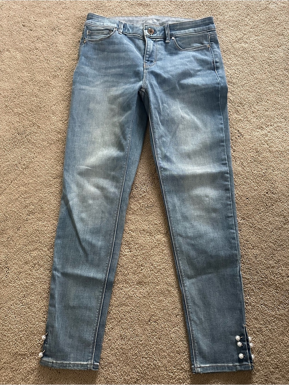 White House Black Market Light Blue Ankle Pearl-Button Jeans